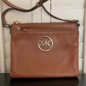 Michael Kors Fulton Tan Pebble Leather Crossbody Bag